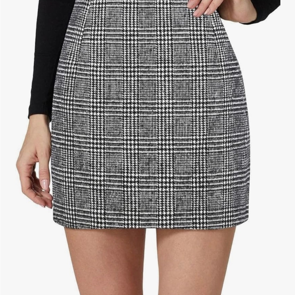 Wool Plaid High Waisted Bodycon Pencil Mini Skirt